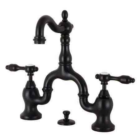Kingston Brass Bridge Bathroom Faucet with Brass PopUp, Matte Black KS7970TAL